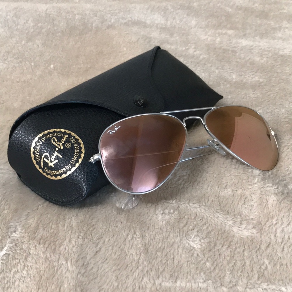 Rose gold metallic ray ban aviators